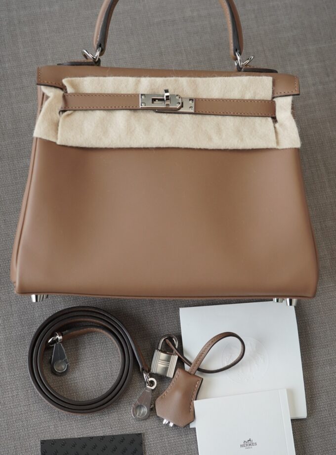 Hermes Kelly 25 Alezan / Beige Marfa Swift